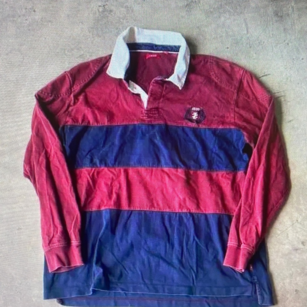 Izod Red and Blue Striped Polo Shirt